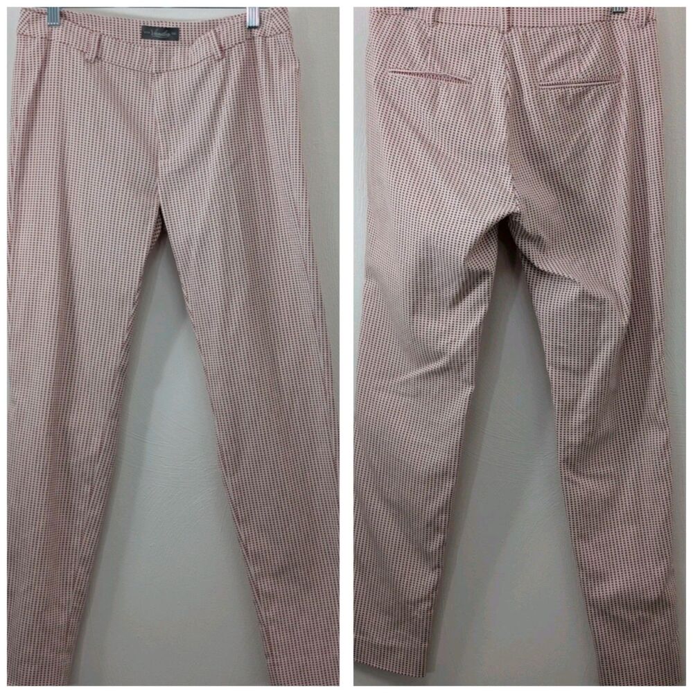 Vanilia Germany Gingham Check Seersucker Red/White Long Pants 38 Fit 30X29 Retro